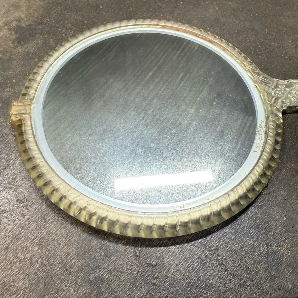 Vintage Lucite Hand Mirror Floral Vanity Mirror Shabby Chic Dressing Table
